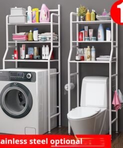 Multi-Purpose Bathroom Shelf | Free Standing & Wall Mount Storage for Toilet & Laundry Area