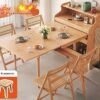 Nordic Foldable Dining Table | Extendable Solid Wood Table with Side Cabinet for Small Homes