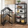 Portable Foldable Storage Rack | Home Kitchen Organizer for Cookware & Microwave